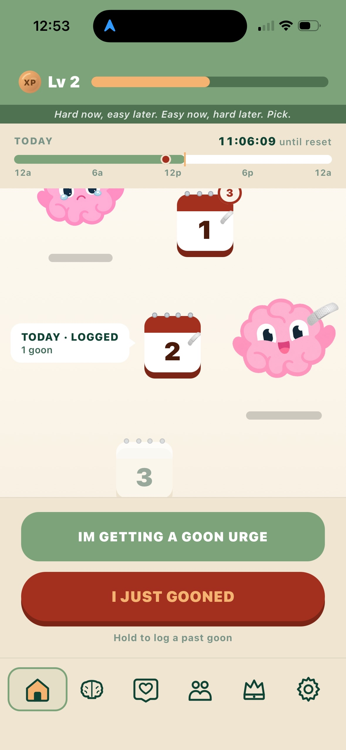 Goonless app home screen